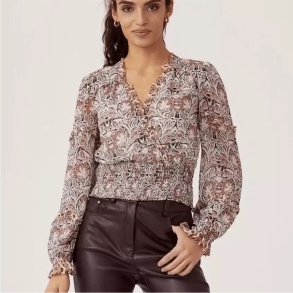 Anthropologie Womens Floral Print Ruffle Blouse. Size medium. - Picture 7 of 10